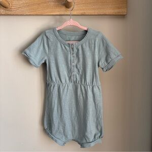 Kate Quinn short sleeve gathered shortie - blue smoke, organic cotton slub